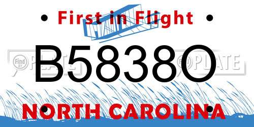 B5838O North Carolina License Plate
