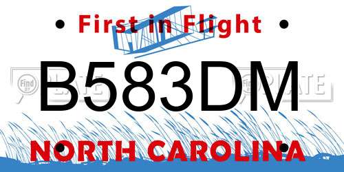 B583DM North Carolina License Plate