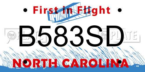 B583SD North Carolina License Plate