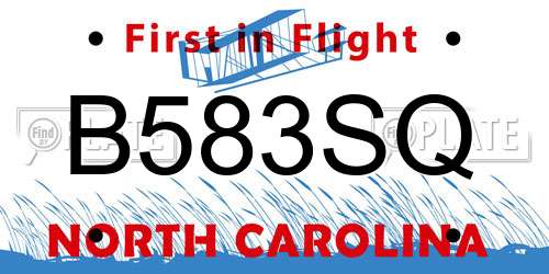 B583SQ North Carolina License Plate