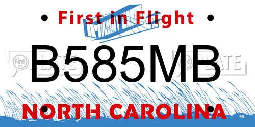 B585MB North Carolina License Plate