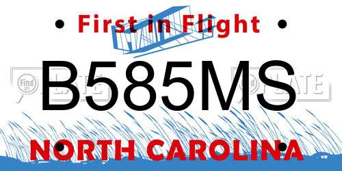 B585MS North Carolina License Plate