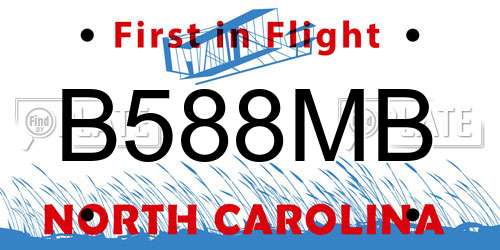 B588MB North Carolina License Plate