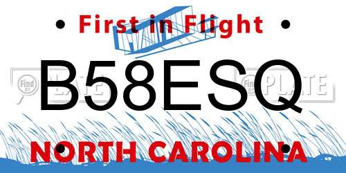 B58ESQ North Carolina License Plate