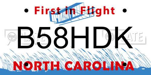 B58HDK North Carolina License Plate