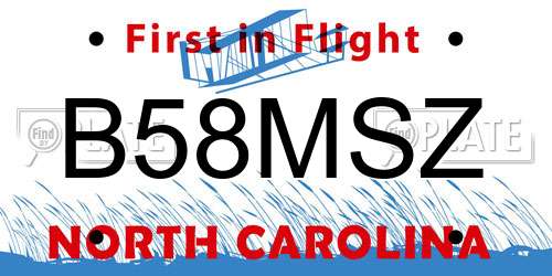 B58MSZ North Carolina License Plate