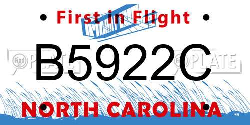 B5922C North Carolina License Plate