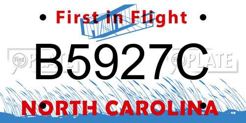 B5927C North Carolina License Plate