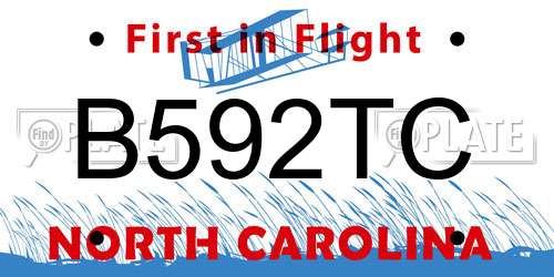 B592TC North Carolina License Plate