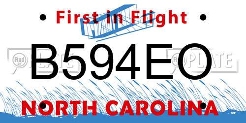 B594EO North Carolina License Plate