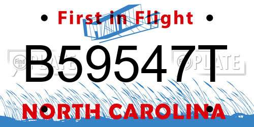 B59547T North Carolina License Plate