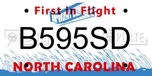 B595SD North Carolina License Plate