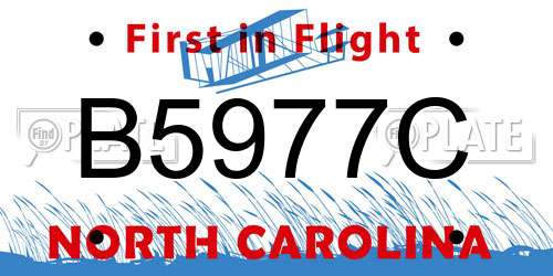 B5977C North Carolina License Plate
