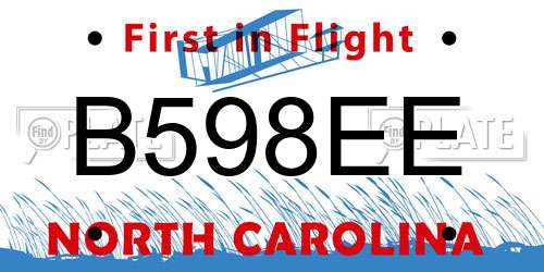 B598EE North Carolina License Plate