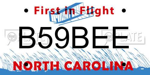 B59BEE North Carolina License Plate