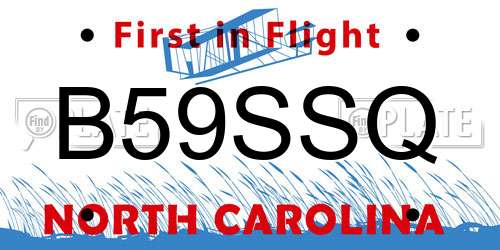 B59SSQ North Carolina License Plate