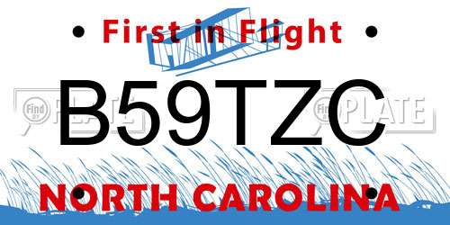 B59TZC North Carolina License Plate