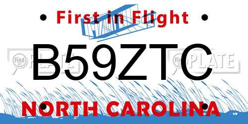 B59ZTC North Carolina License Plate
