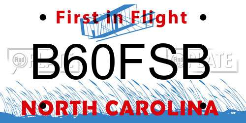 B60FSB North Carolina License Plate