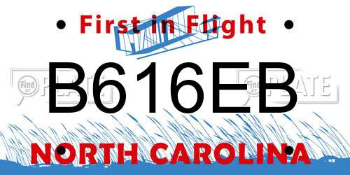 B616EB North Carolina License Plate