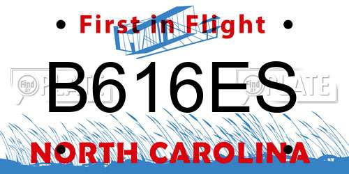 B616ES North Carolina License Plate