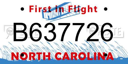 B637726 North Carolina License Plate