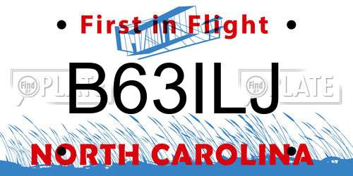 B63ILJ North Carolina License Plate