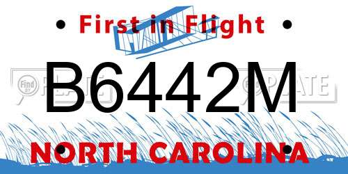 B6442M North Carolina License Plate