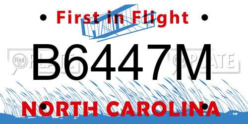 B6447M North Carolina License Plate