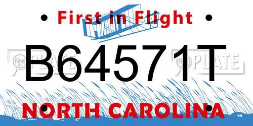 B64571T North Carolina License Plate