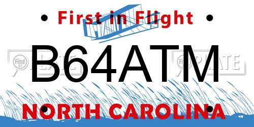 B64ATM North Carolina License Plate
