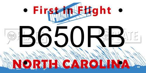 B650RB North Carolina License Plate