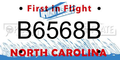 B6568B North Carolina License Plate