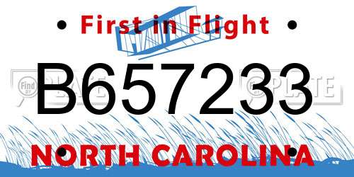 B657233 North Carolina License Plate