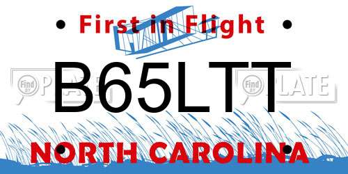 B65LTT North Carolina License Plate