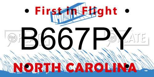 B667PY North Carolina License Plate