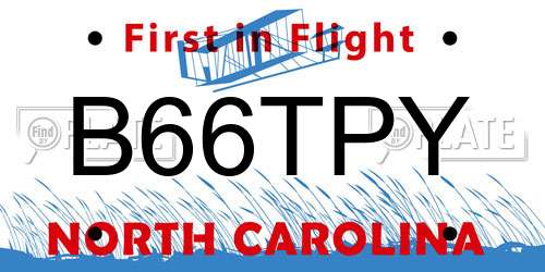 B66TPY North Carolina License Plate
