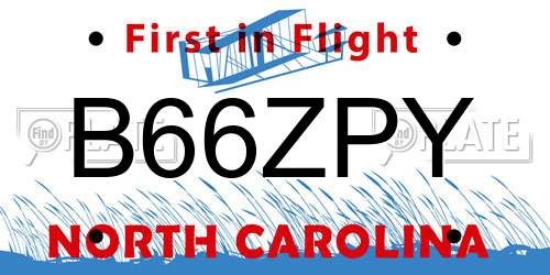 B66ZPY North Carolina License Plate