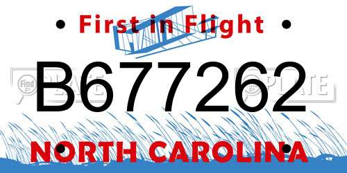 B677262 North Carolina License Plate