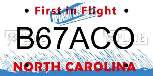 B67ACO North Carolina License Plate