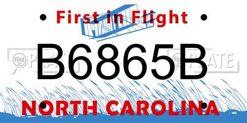 B6865B North Carolina License Plate