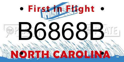 B6868B North Carolina License Plate