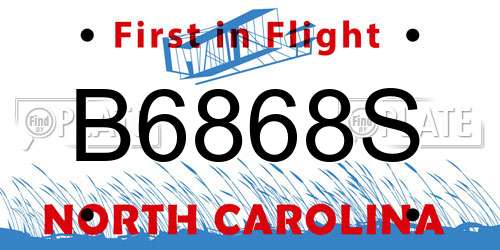 B6868S North Carolina License Plate
