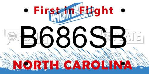 B686SB North Carolina License Plate