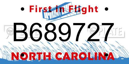 B689727 North Carolina License Plate