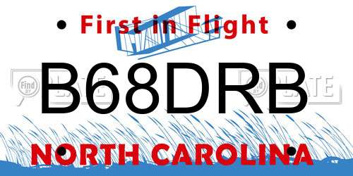 B68DRB North Carolina License Plate