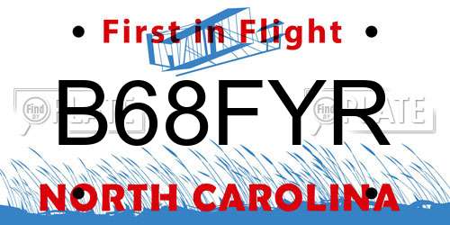 B68FYR North Carolina License Plate