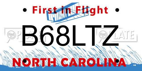 B68LTZ North Carolina License Plate