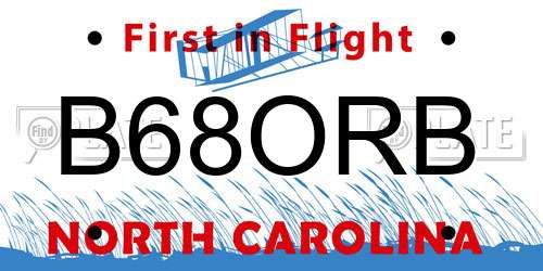 B68ORB North Carolina License Plate