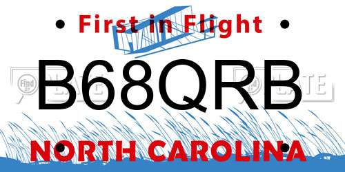 B68QRB North Carolina License Plate